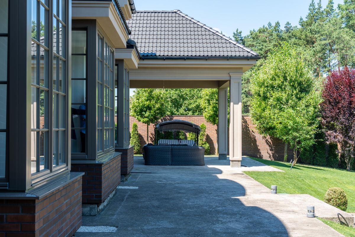 Finished concrete patio from a Creative Edge Concrete project